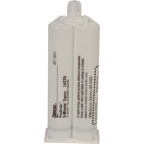 Adh&eacute;sif 5 minutes, 50 ml, Cartouche double, Deux composants, Transparent Canadian Safety Group Inc.