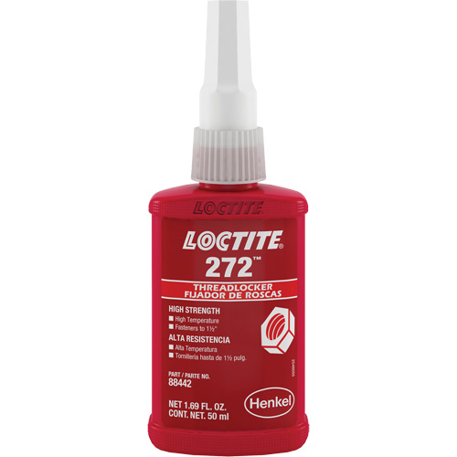 Threadlocker 272 High Temperature, Red, High, 50 ml, Bottle Canadian Safety Group Inc.