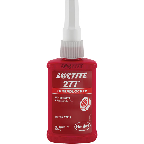 Threadlocker 277 Large Threads, Red, High, 50 ml, Bottle Canadian Safety Group Inc.