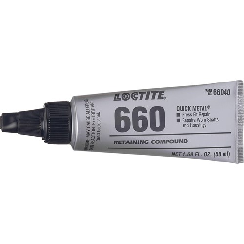 Compos&eacute; de retenue pour r&eacute;paration ajust&eacute; &agrave; la presse Quick Metal 660, 50 ml, Tube, Argent Canadian Safety Group Inc.