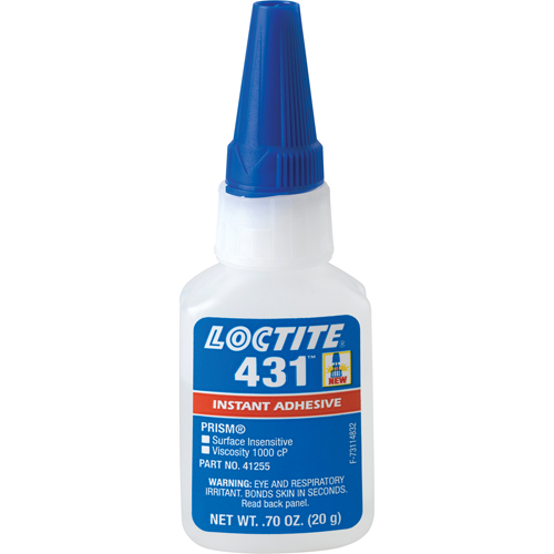 431 Surface Insensitive Instant Adhesive, Clear, Bottle, 20 g Canadian Safety Group Inc.