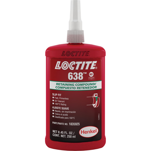 Compos&eacute; de retenue Loctite 638, 250 ml, Bouteille, Vert Canadian Safety Group Inc.