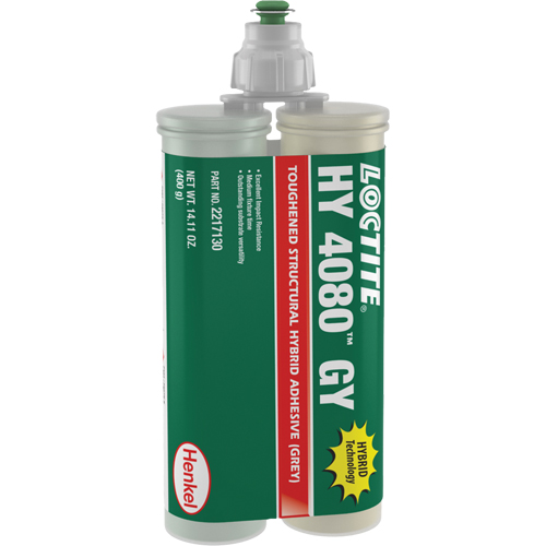 Adh&eacute;sif hybride pour r&eacute;parations structurales HY 4080 GY, Deux composants, Cartouche double, 400 g, Gris Canadian Safety Group Inc.