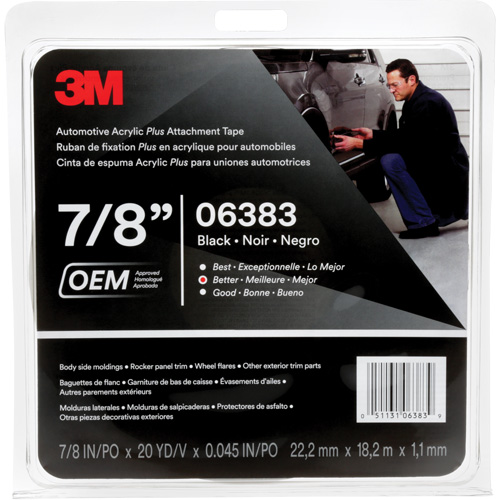 3M Automotive Acrylic Tape, 18 M (60') L x 22 mm (7/8") W, 45 mils, Acrylic Canadian Safety Group Inc.