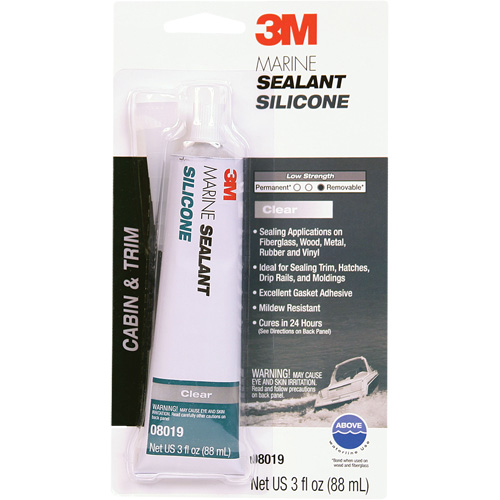 Produit d'&eacute;tanch&eacute;it&eacute; &agrave; base de silicone de calibre marin, 3 oz., Tube, Transparent Canadian Safety Group Inc.