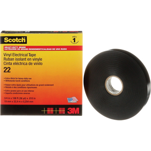 Scotch&reg; Vinyl Electrical Tape, 19 mm (3/4") x 33 m (108'), Black, 10 mils Canadian Safety Group Inc.