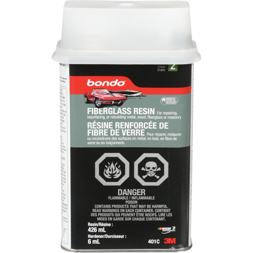 R&eacute;sine de fibre de verre Bondo, Deux composants, 15 oz, Bidon rectangulaire Canadian Safety Group Inc.