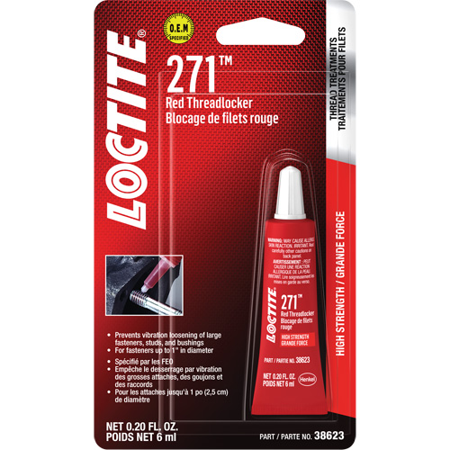 271 Threadlocker, Red, High, 6 ml, Tube Canadian Safety Group Inc.