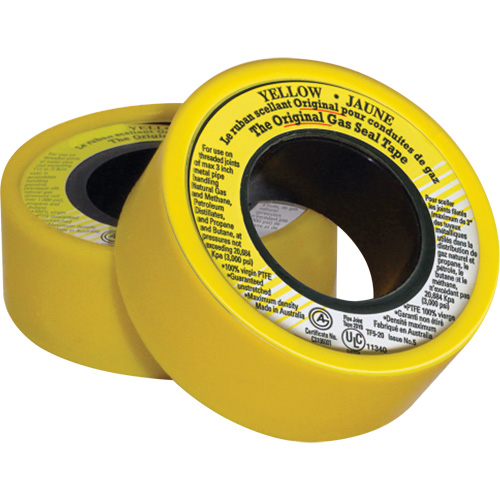 Ruban d'&eacute;tanch&eacute;it&eacute; pour filet en PTFE, 236" lo x 3/4" la, Jaune Canadian Safety Group Inc.