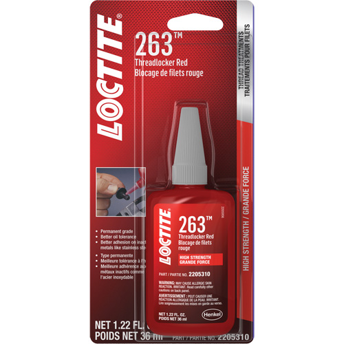 263 Threadlocker, Red, High, 36 ml, Bottle Canadian Safety Group Inc.