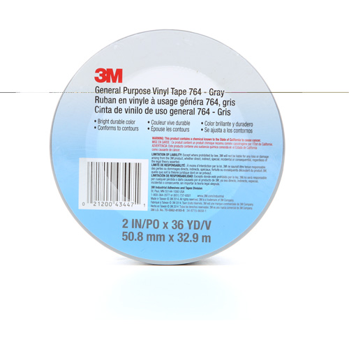 764 General-Purpose Vinyl Tape, 50.8 mm (2") W x 32.9 m (108') L, 5 mils, Grey Canadian Safety Group Inc.