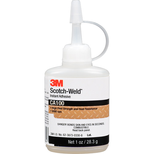 Adh&eacute;sif instantan&eacute; CA100 Scotch-Weld, Blanc cass&eacute;, Bouteille, 1 oz Canadian Safety Group Inc.