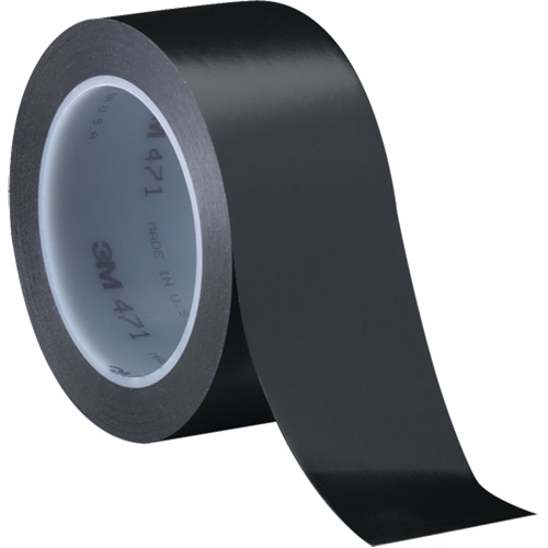 Ruban en vinyle 471, 12 mm (1/2") la x 32,9 m (108') lo, 5,3 mils, Noir Canadian Safety Group Inc.