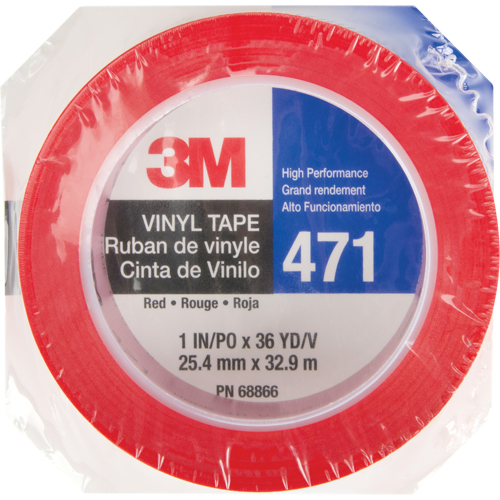471 Vinyl Tape, 25.4 mm (1") W x 32.9 m (108') L, 5.3 mils, Red Canadian Safety Group Inc.