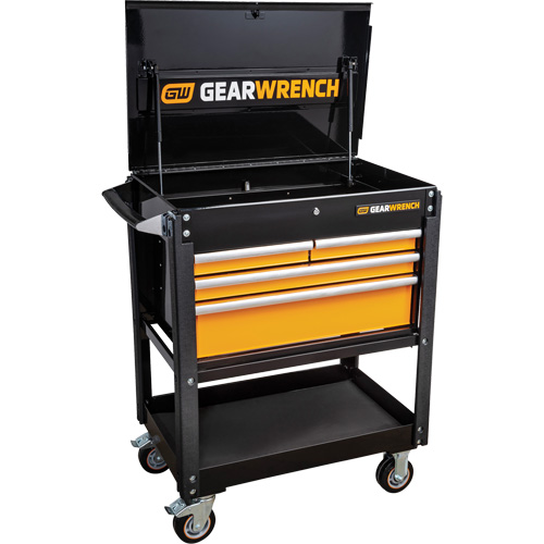 Utility Cart, 4 Drawers, 33" L x 21" W x 42" H, Black/Orange Canadian Safety Group Inc.