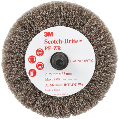 Scotch-Brite Roloc Cut & Polish Disc, Aluminum Oxide, Medium Grit, 3" x 1-3/8" x 1/4" Canadian Safety Group Inc.