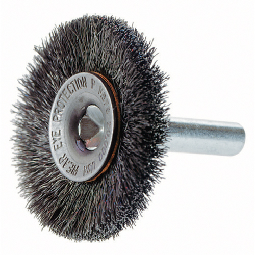Brosses rotatives &agrave; fils cr&ecirc;p&eacute;s a/arbre 1/4", 3" dia., Fils 0,014", Arbre 1/4" Canadian Safety Group Inc.