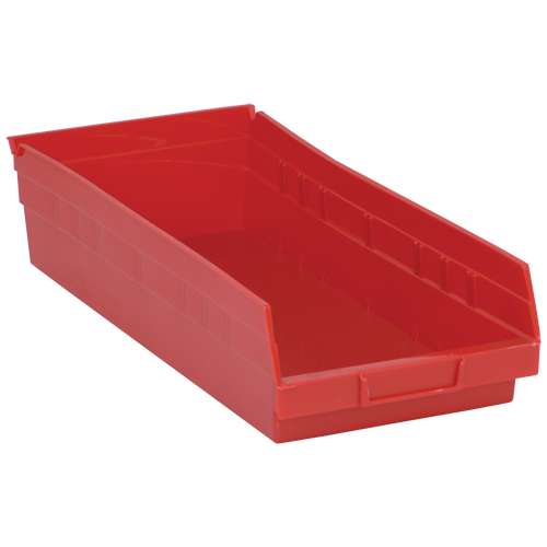 Shelf Bins, 8-3/8" W x 4" H x 17-7/8" D, Red, 40 lbs. Capacity Canadian Safety Group Inc.