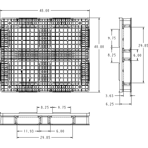 Palette en plastique RackoCell, Acc&egrave;s de Quatre c&ocirc;t&eacute;s, 48" lo x 40" la x 6-1/3" h Canadian Safety Group Inc.
