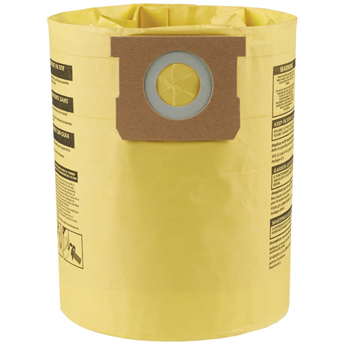 Sacs filtrants pour d&eacute;bris secs jetables &agrave; haute efficacit&eacute; de type H, 5 - 8 gal. US Canadian Safety Group Inc.