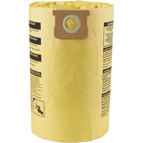 Sacs filtrants pour d&eacute;bris secs jetables &agrave; haute efficacit&eacute; de type J, 15 - 22 gal US Canadian Safety Group Inc.