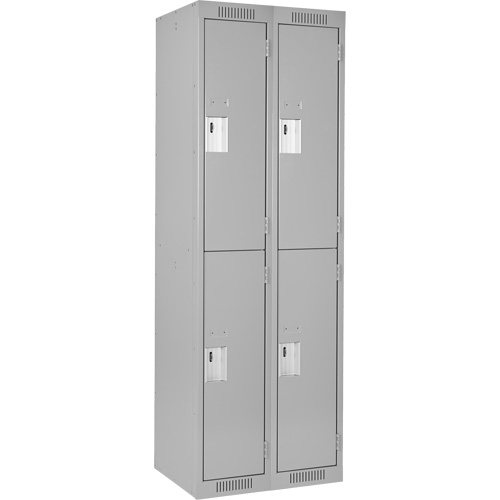 Clean Line Lockers, 2 -tier, Bank of 2, 24" x 18" x 72", Steel, Grey, Rivet (Assembled) Canadian Safety Group Inc.