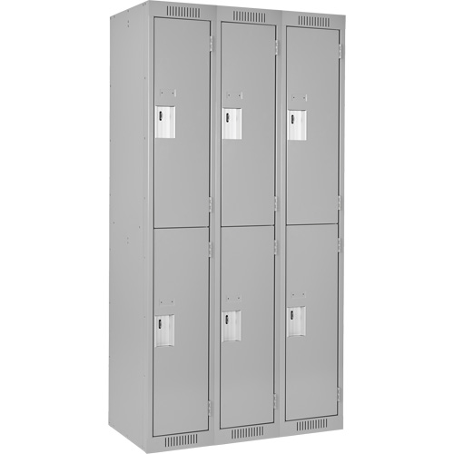 Clean Line Lockers, 2 -tier, Bank of 3, 36" x 18" x 72", Steel, Grey, Rivet (Assembled) Canadian Safety Group Inc.