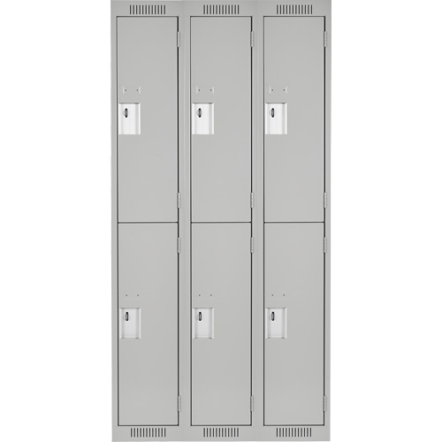Clean Line Lockers, 2 -tier, Bank of 3, 36" x 18" x 72", Steel, Grey, Rivet (Assembled) Canadian Safety Group Inc.