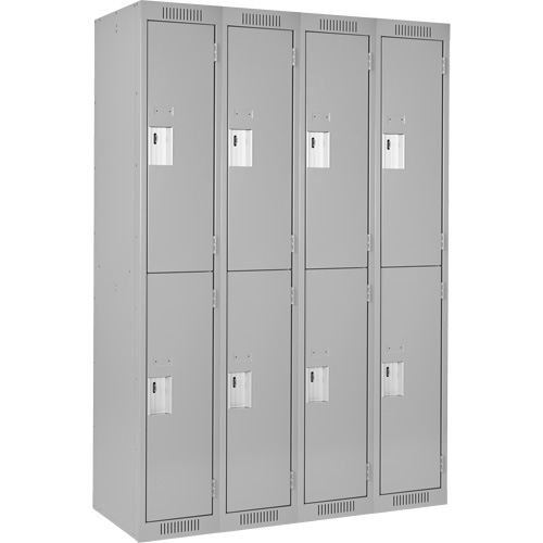 Clean Line Lockers, 2 -tier, Bank of 4, 48" x 18" x 72", Steel, Grey, Rivet (Assembled) Canadian Safety Group Inc.