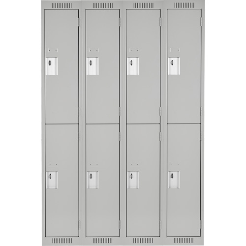 Clean Line Lockers, 2 -tier, Bank of 4, 48" x 18" x 72", Steel, Grey, Rivet (Assembled) Canadian Safety Group Inc.