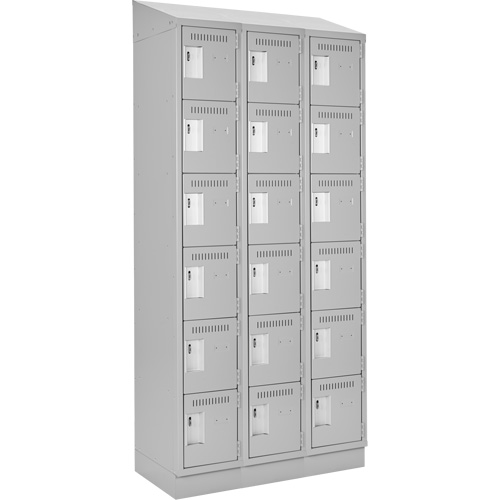 Clean Line Lockerette, 6 -tier, Bank of 3, 36" x 18" x 82", Steel, Grey, Rivet (Assembled) Canadian Safety Group Inc.