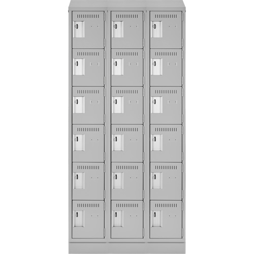 Clean Line Lockerette, 6 -tier, Bank of 3, 36" x 18" x 82", Steel, Grey, Rivet (Assembled) Canadian Safety Group Inc.