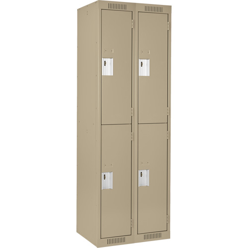 Clean Line Lockers, 2 -tier, Bank of 2, 24" x 18" x 72", Steel, Beige, Rivet (Assembled) Canadian Safety Group Inc.