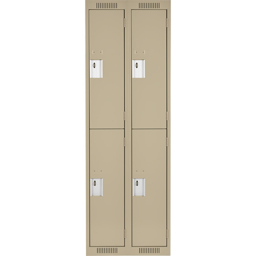 Clean Line Lockers, 2 -tier, Bank of 2, 24" x 18" x 72", Steel, Beige, Rivet (Assembled) Canadian Safety Group Inc.