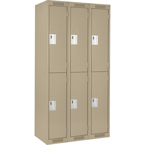 Clean Line Lockers, 2 -tier, Bank of 3, 36" x 18" x 72", Steel, Beige, Rivet (Assembled) Canadian Safety Group Inc.