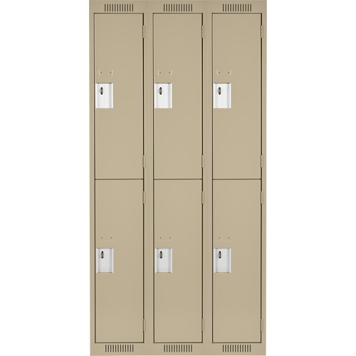 Clean Line Lockers, 2 -tier, Bank of 3, 36" x 18" x 72", Steel, Beige, Rivet (Assembled) Canadian Safety Group Inc.