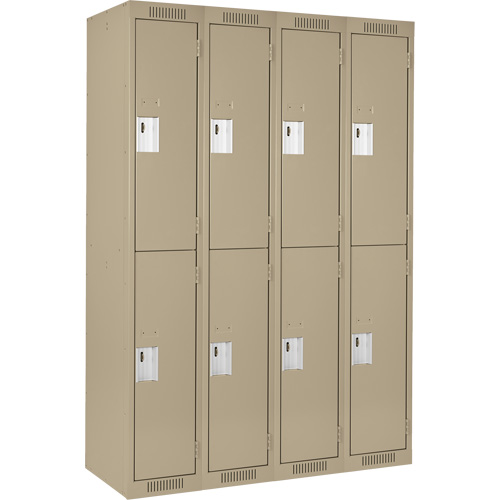 Clean Line Lockers, 2 -tier, Bank of 4, 48" x 18" x 72", Steel, Beige, Rivet (Assembled) Canadian Safety Group Inc.