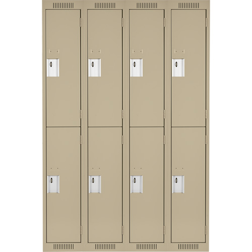 Clean Line Lockers, 2 -tier, Bank of 4, 48" x 18" x 72", Steel, Beige, Rivet (Assembled) Canadian Safety Group Inc.