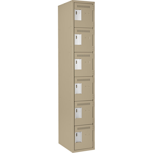 Petits casiers Clean Line, 6 niveaux, 12" x 18" x 72", Acier, Beige, Rivet (assembl&eacute;) Canadian Safety Group Inc.