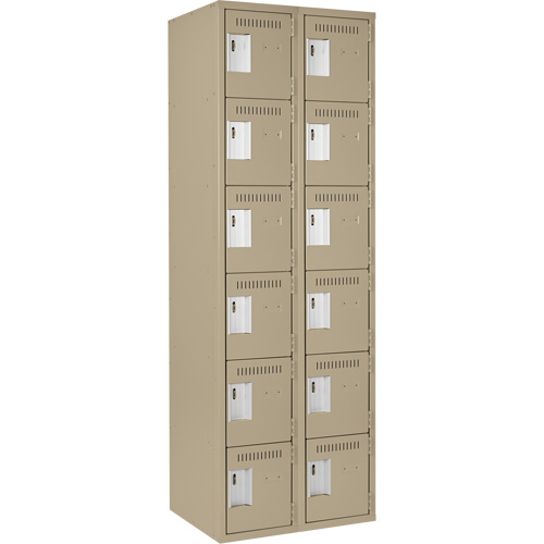 Clean Line Lockerette, 6 -tier, Bank of 2, 24" x 18" x 72", Steel, Beige, Rivet (Assembled) Canadian Safety Group Inc.