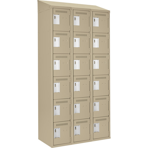 Clean Line Lockerette, 6 -tier, Bank of 3, 36" x 18" x 78", Steel, Beige, Rivet (Assembled) Canadian Safety Group Inc.