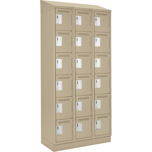 Clean Line Lockerette , 6 -tier, Bank of 3, 36" x 18" x 82", Steel, Beige, Rivet (Assembled) Canadian Safety Group Inc.