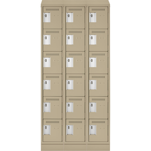 Clean Line Lockerette , 6 -tier, Bank of 3, 36" x 18" x 82", Steel, Beige, Rivet (Assembled) Canadian Safety Group Inc.