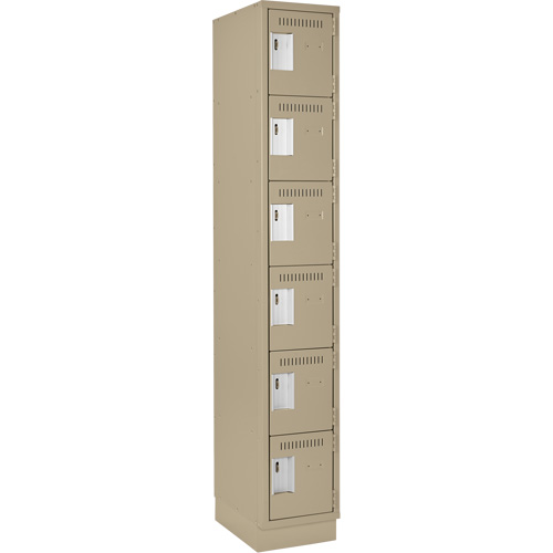 Petits casiers Clean Line, 6 niveaux, 12" x 18" x 76", Acier, Beige, Rivet (assembl&eacute;) Canadian Safety Group Inc.