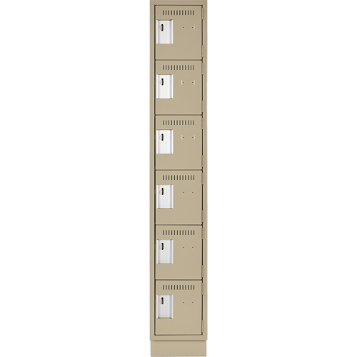 Petits casiers Clean Line, 6 niveaux, 12" x 18" x 76", Acier, Beige, Rivet (assembl&eacute;) Canadian Safety Group Inc.