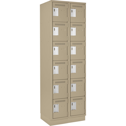 Clean Line Lockerette, 6 -tier, Bank of 2, 24" x 18" x 76", Steel, Beige, Rivet (Assembled) Canadian Safety Group Inc.
