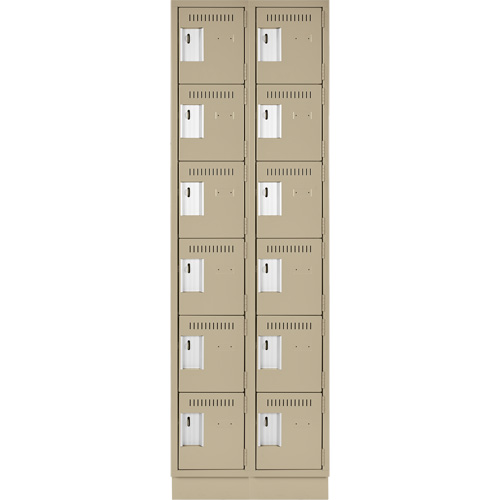 Clean Line Lockerette, 6 -tier, Bank of 2, 24" x 18" x 76", Steel, Beige, Rivet (Assembled) Canadian Safety Group Inc.