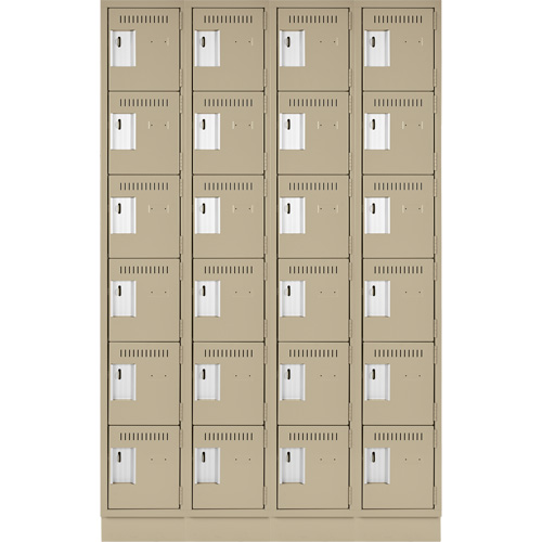 Clean Line Lockerette, 6 -tier, Bank of 4, 48" x 18" x 76", Steel, Beige, Rivet (Assembled) Canadian Safety Group Inc.