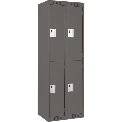 Clean Line Lockers, 2 -tier, Bank of 2, 24" x 18" x 72", Steel, Charcoal, Rivet (Assembled) Canadian Safety Group Inc.