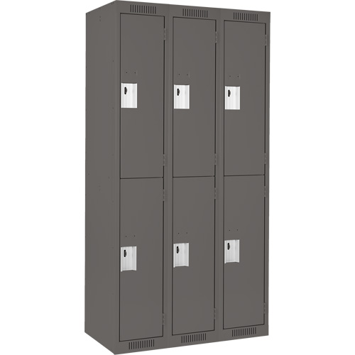 Clean Line Lockers, 2 -tier, Bank of 3, 36" x 18" x 72", Steel, Charcoal, Rivet (Assembled) Canadian Safety Group Inc.